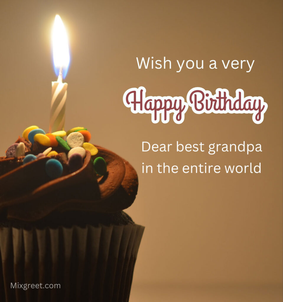 Happy Birthday Grandpa Wishes with a Shining Cupcake