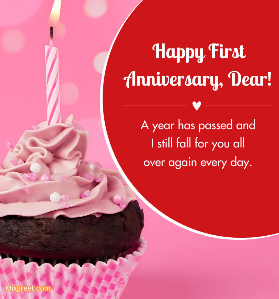 1st Love Anniversary Quotes with Cake for Dear Girlfriend