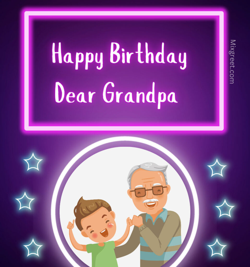 Happy Birthday Grandpa With Vibrant Neon Color