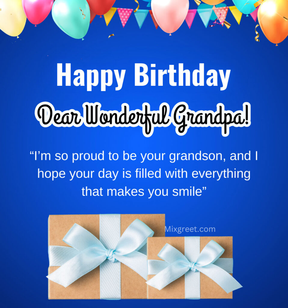 Happy Birthday Grandpa with Gifts and Inspiring Quotes