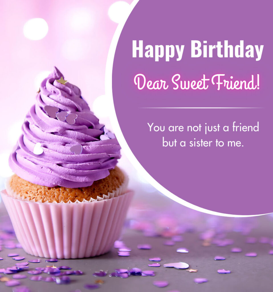 Birthday wishes for Sweet female friend with cupcake