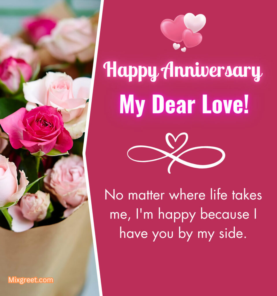 Love Anniversary Quotes for Girlfriend with Flowers of Bouquet