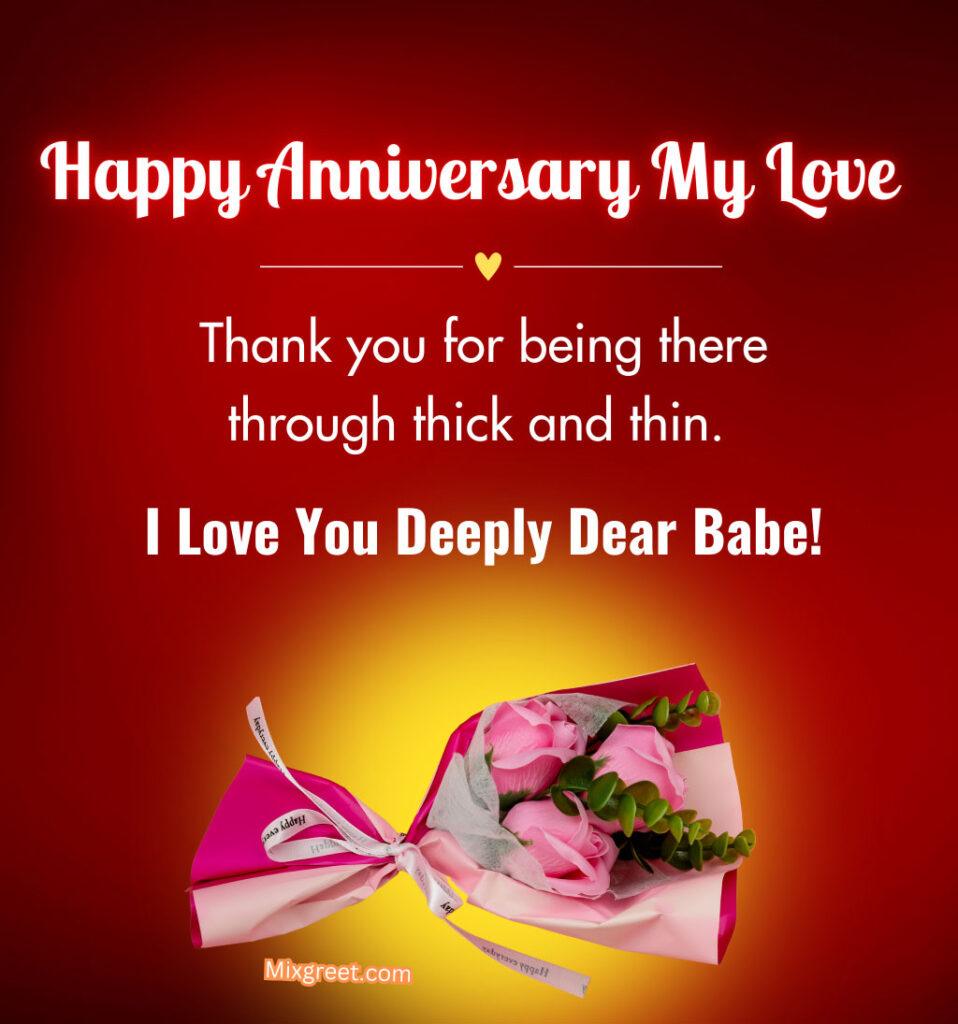 Love Anniversary Wishes for Lover Girl with Bouquet