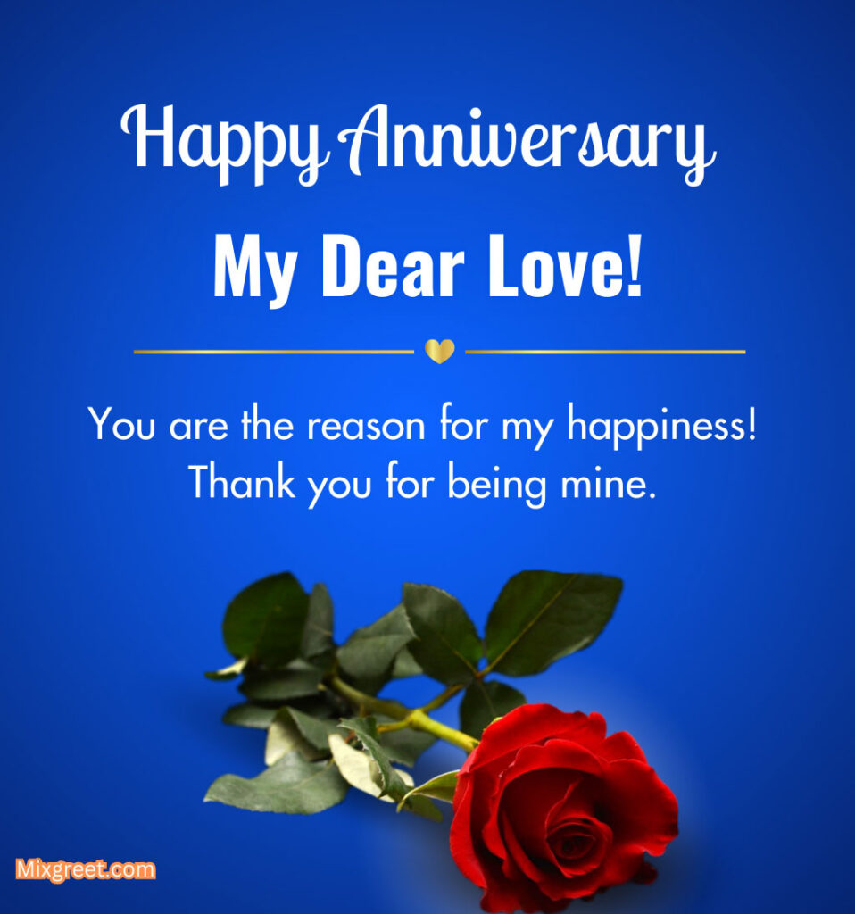 Happy Love Anniversary Greetings for Her with Rose