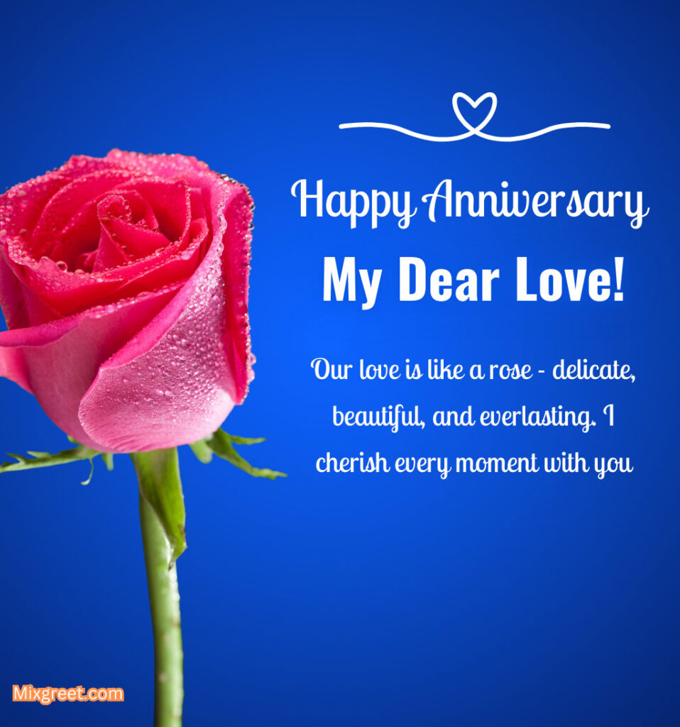 Happy Anniversary Wishes for Sweetheart Girlfriend With Rose