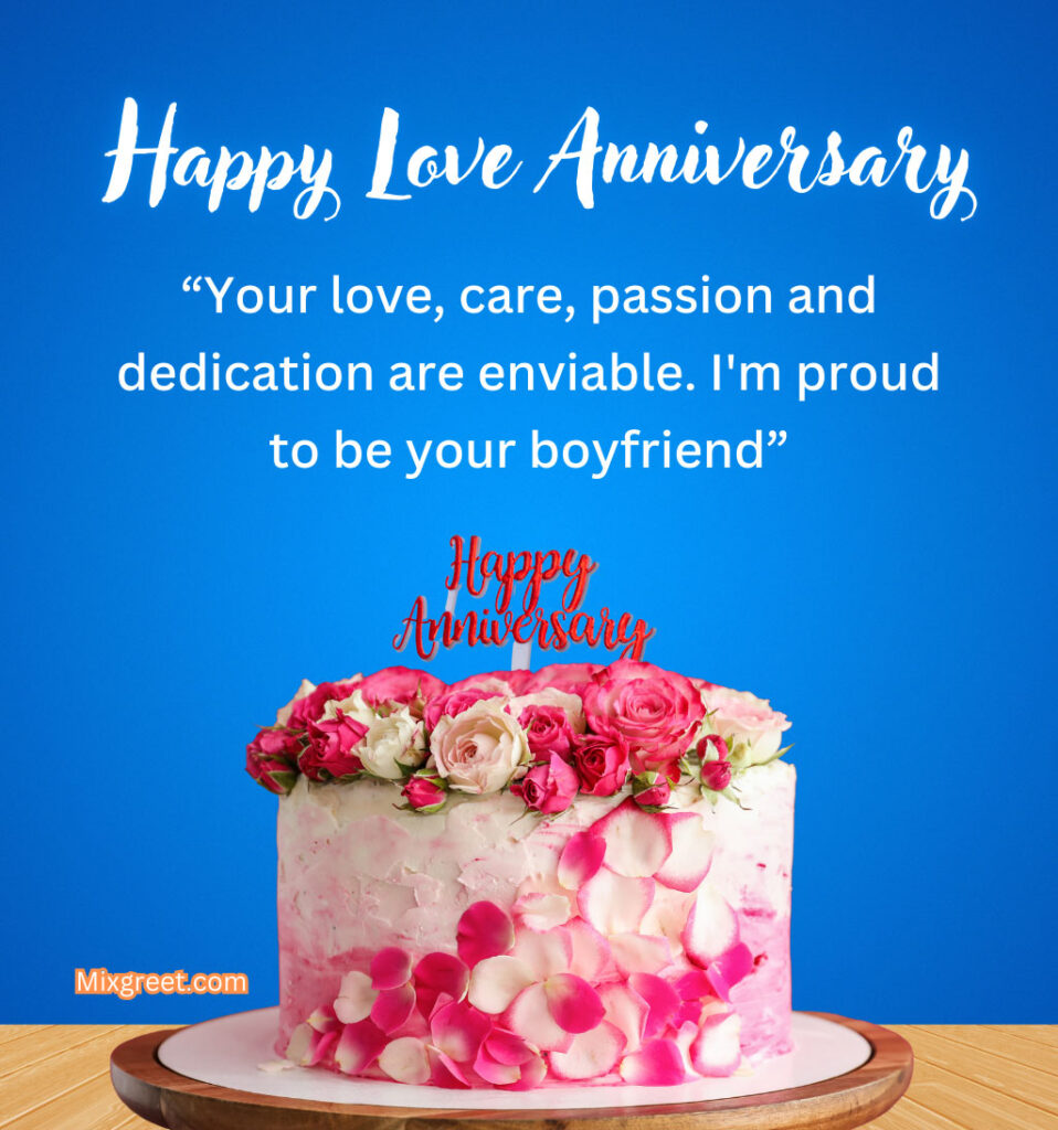 Happy Love Anniversary Wishes for Girlfriend with Beautiful Cake