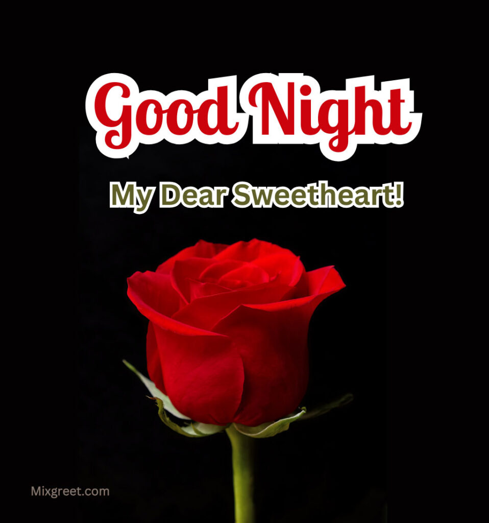 Good Night Dear Sweetheart with Rose