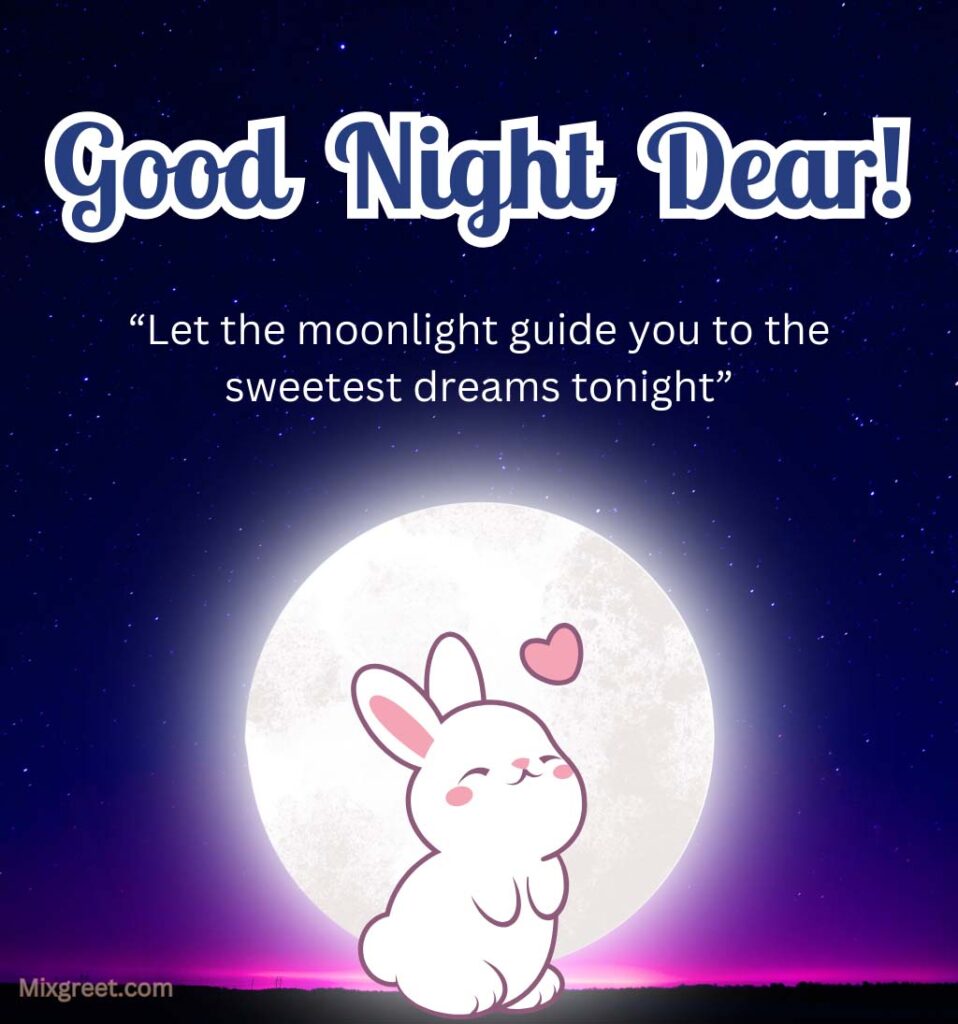 Romantic Good Night Image with loving Bunny