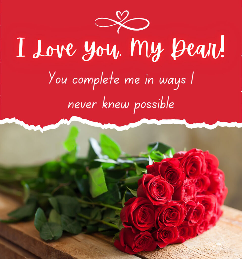 I love you images with rose flower and romantic quotes