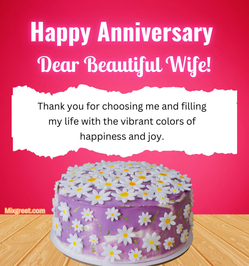 Happy Anniversary Dear Wife Wishes with Cake