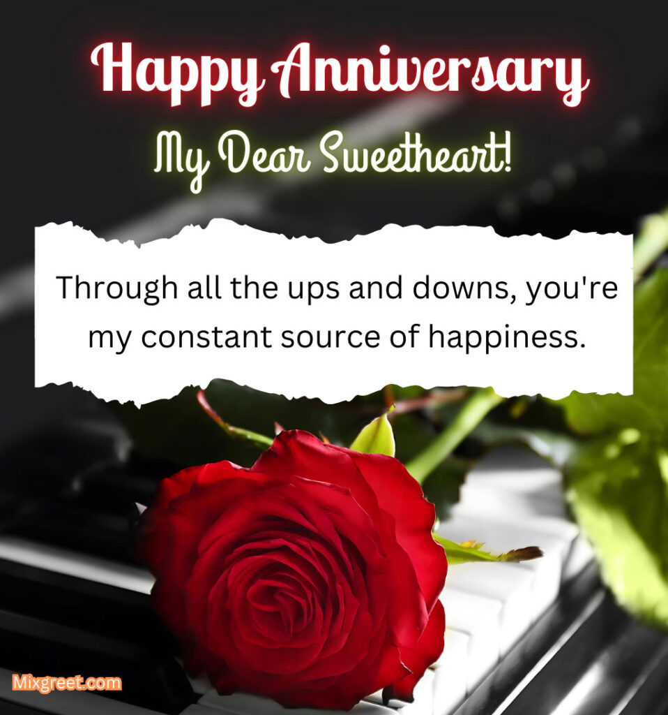 Happy Anniversary Dear Sweetheart Wife With Rose