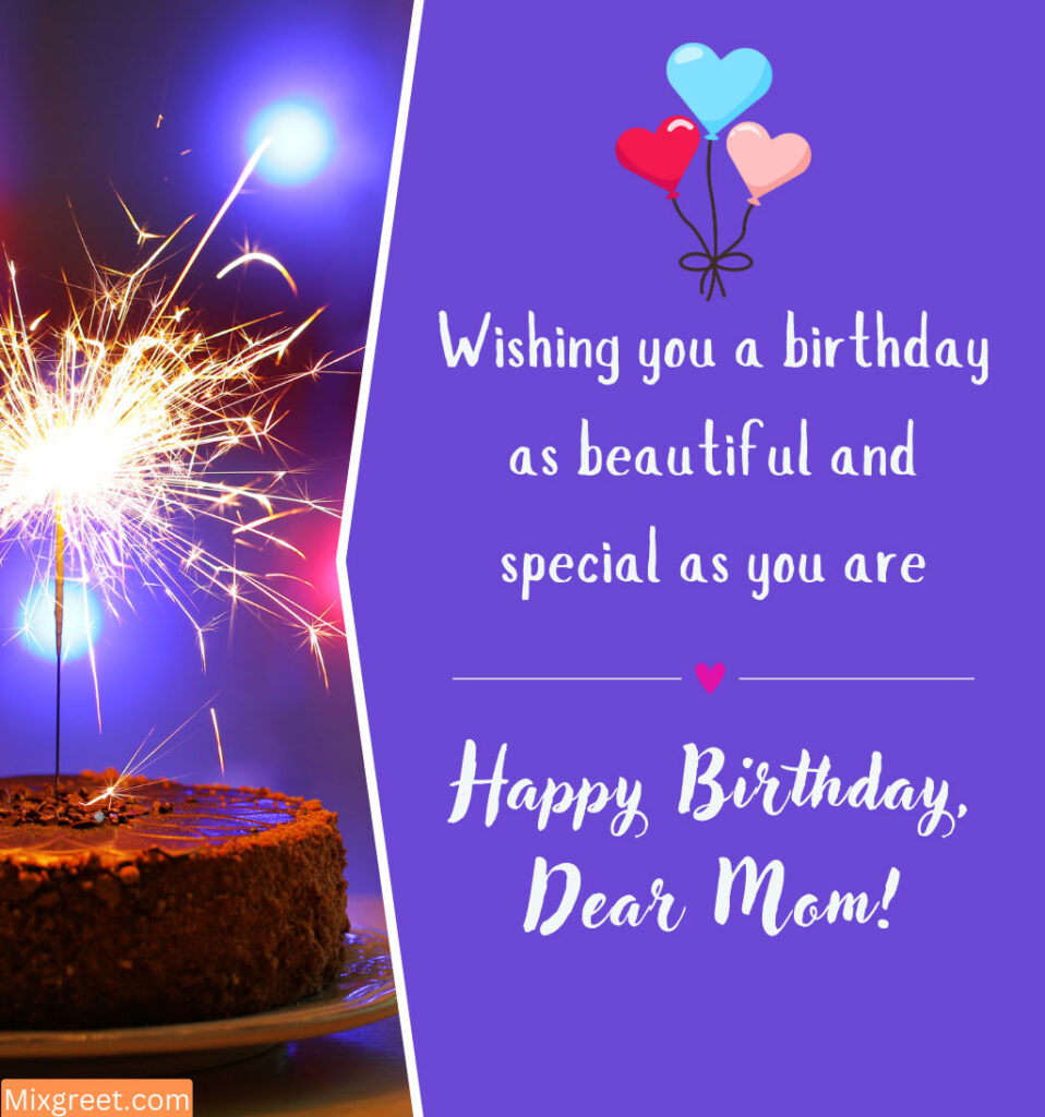 Happy Birthday Greetings for Mother with sparkle cake