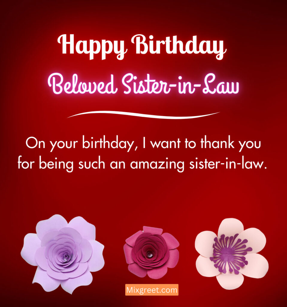 Birthday Quotes for Sister in Law with Flowers