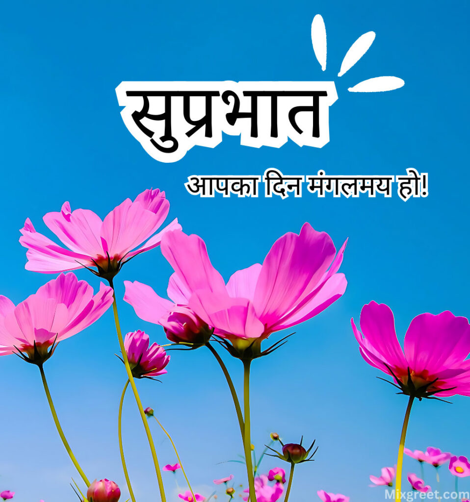 Hindi Good Morning Suprabhat Wishes Images with flowers