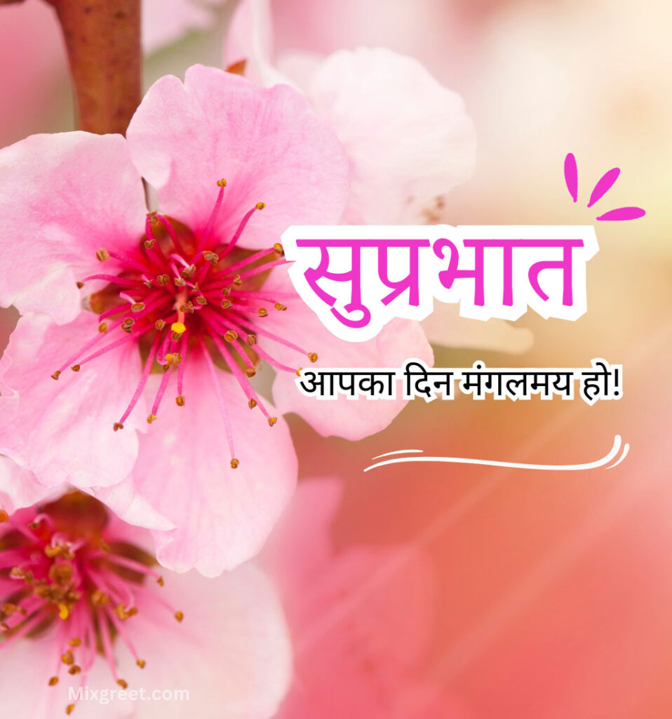 Hindi Good Morning Suprabhat Wishes Images with flowers