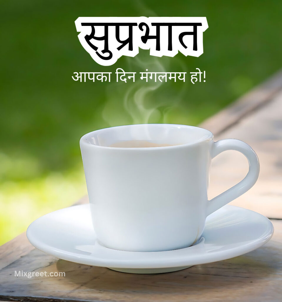 Hindi Good Morning Suprabhat Wishes Images with chai