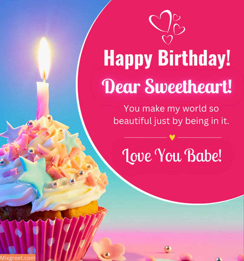 Best Happy Birthday Wishes for Sweetheart with Colorful Cupcake