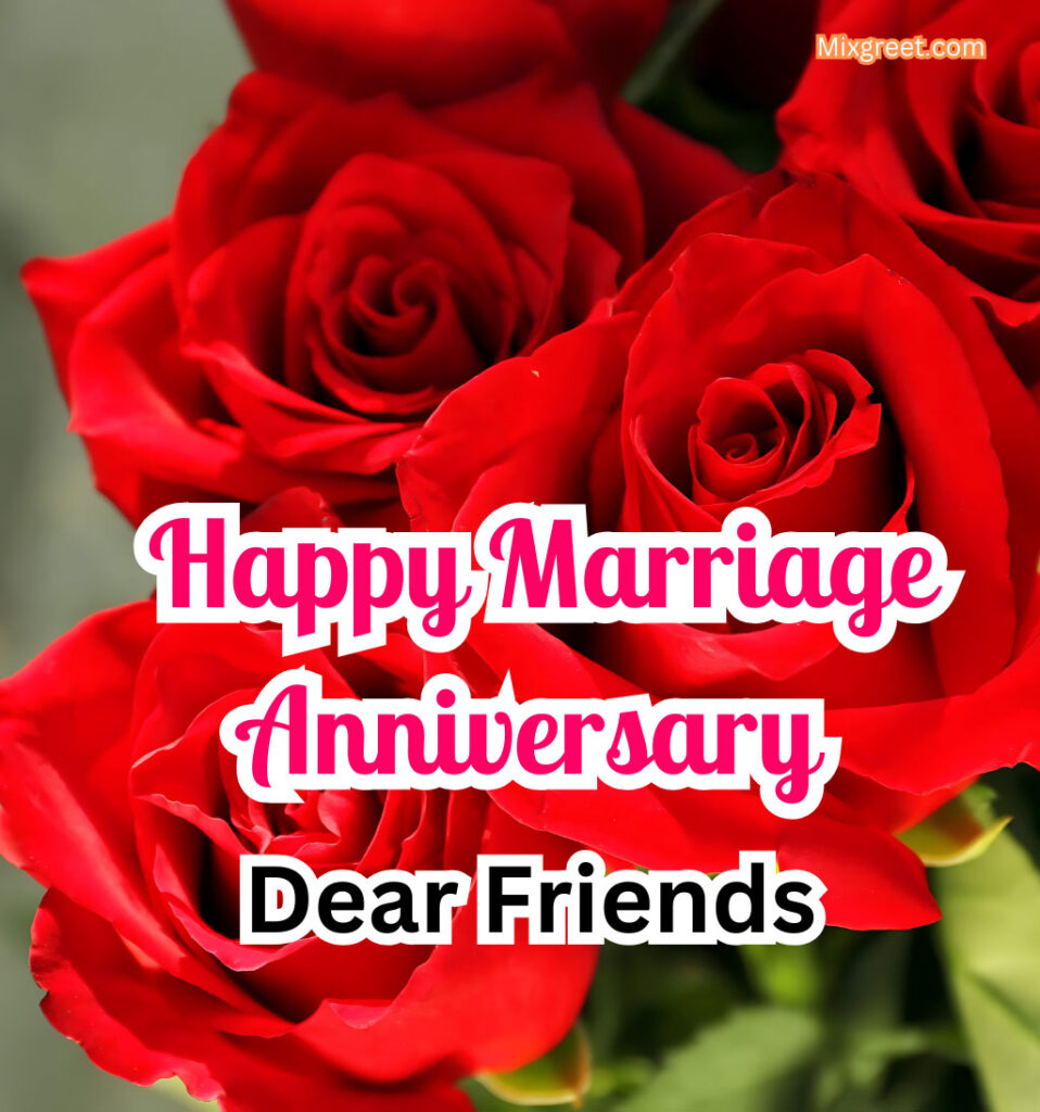 Marriage Anniversary Wishes for Friends with Rose 