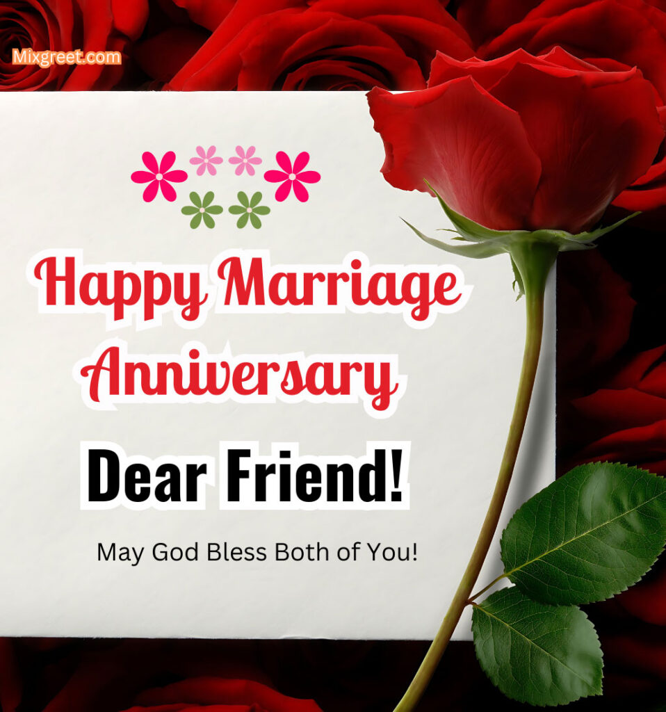 Marriage Anniversary for Friend with Rose