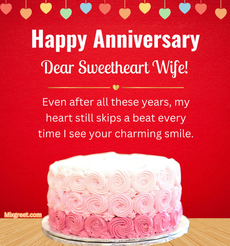 Heartfelt Happy Anniversary Wishes for Wife with Cake