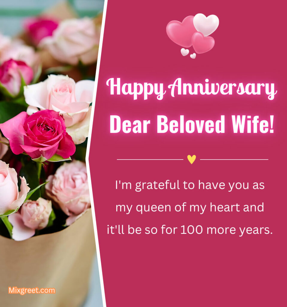 Anniversary Wishes Images for Beloved Wife with Flowers