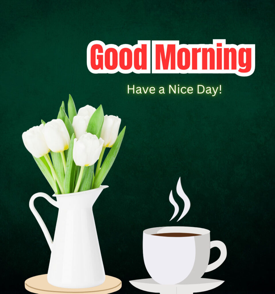 White Tulips flowers with Good Morning Wishes