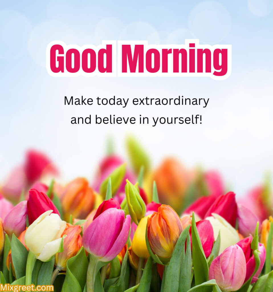 Good Morning Wishes With Beautiful Tulips Flowers