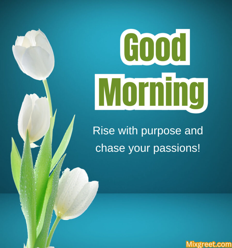 Tulips flowers with Good Morning Wishes