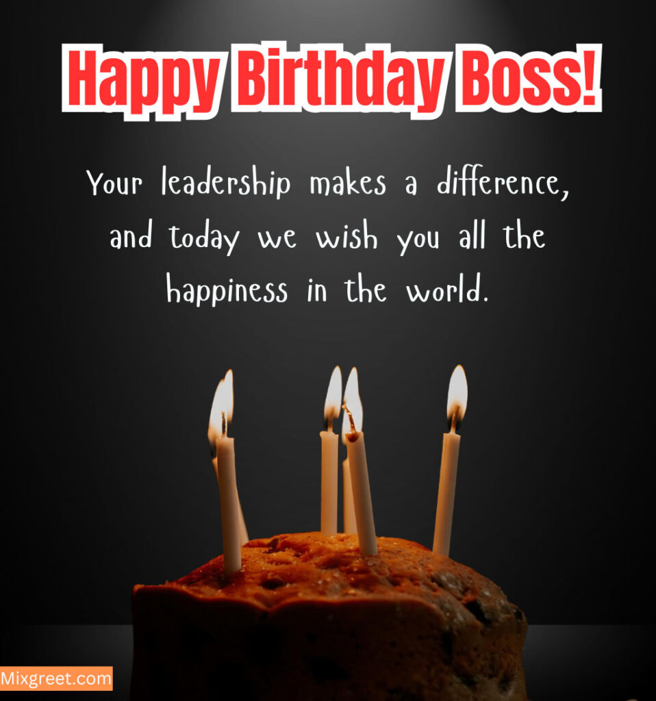 Birthday Wishes for Best Boss with cake and quotes