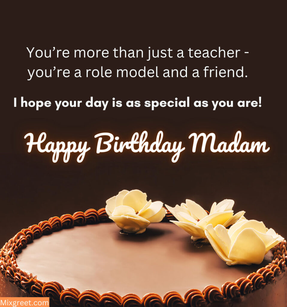 Happy Birthday Images for Madam With Cake and Quotes