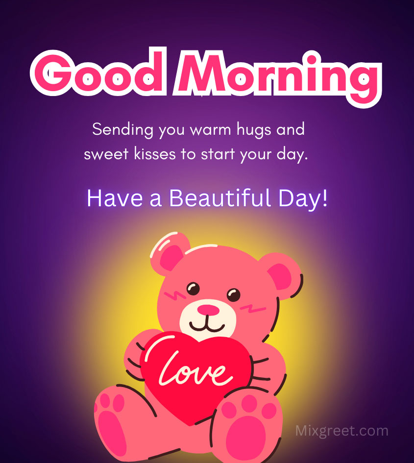 Teddy Bear with Good Morning Wishes for Lover