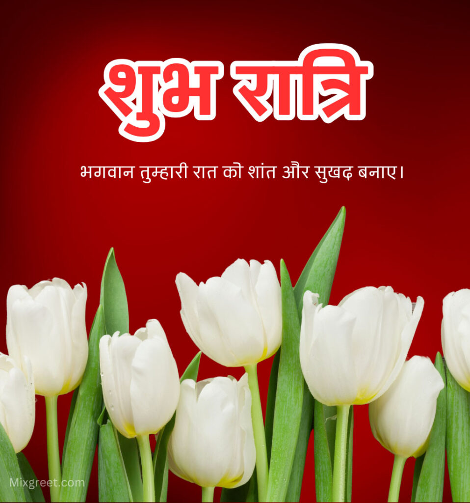 Shubh Ratri Hindi Images with Tulips Flower